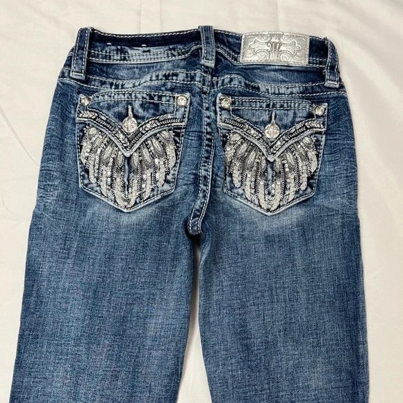 Miss Me Low Rise Bootcut Jeans Size 23 Embellished Pocket Western Y2K - Picture 4 of 8